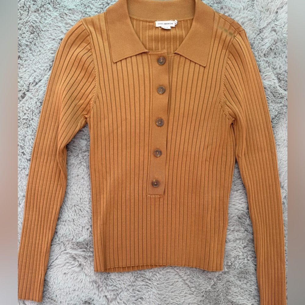 Good American Ribbed Tan Top